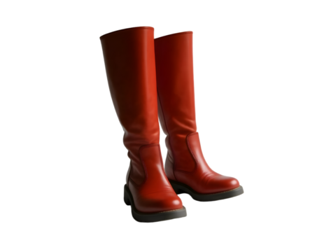 Women's red boots isolated on transparent background