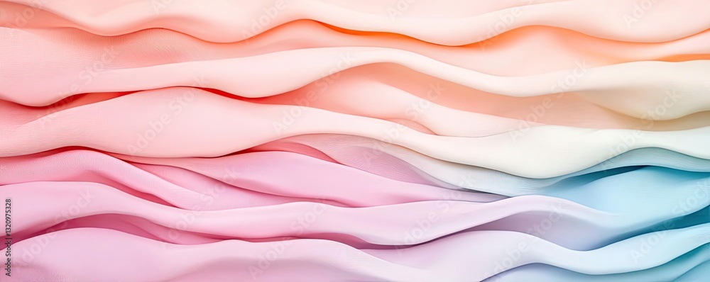 Poster pastel color illustration abstract background idea. soft, flowing waves of colorful fabric create a 
