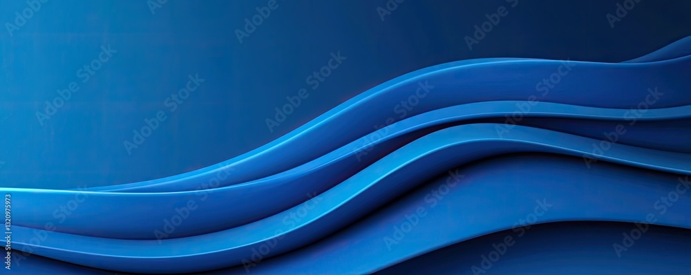 Poster Waterscape abstract background idea. Abstract blue wave design with smooth curves and gradients for modern backgrounds.