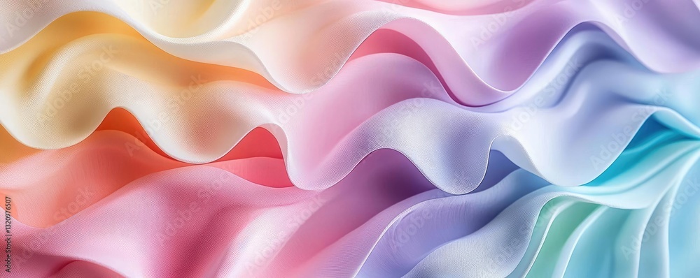 Poster Pastel color illustration abstract background idea. Colorful silk fabric creating a smooth and flowing texture for design purposes.