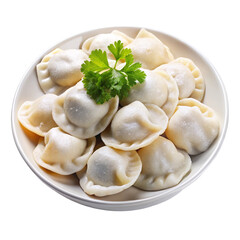 Frozen Vareniki Dumplings Isolated on White Background
