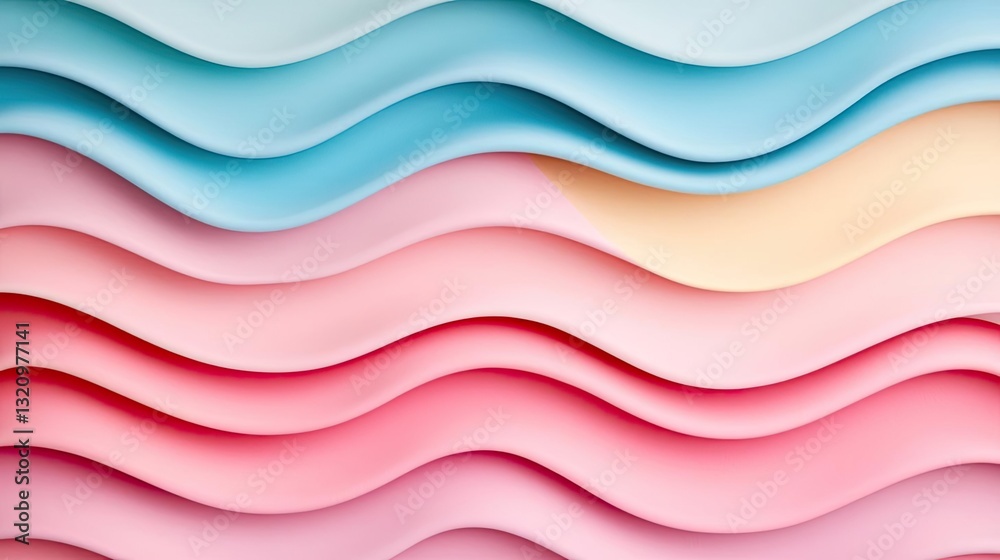 Poster Pastel color illustration abstract background idea. Colorful wave patterns create a vibrant and modern abstract background.