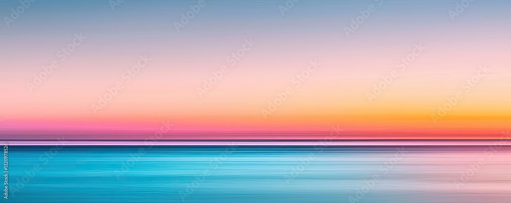 Poster pastel color illustration abstract background idea. a serene sunset over calm waters, blending soft 