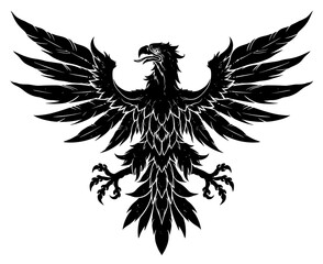 Black vector heraldic eagle on the white background. 