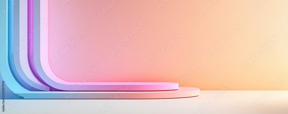 Poster Pastel color illustration abstract background idea. A vibrant abstract background featuring layered curves and gradient hues.