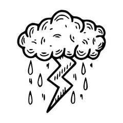 thunderstorm cloud line art vector illustration