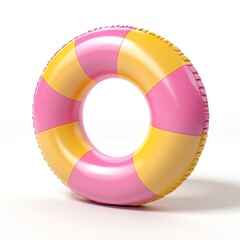 Obraz premium Inflatable pool ring, bright pink and yellow, circular