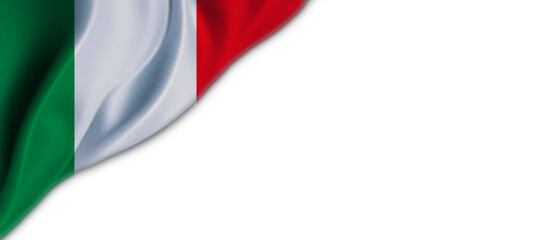 White background with Italy flag on the top left