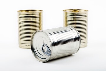 tin cans on a white background