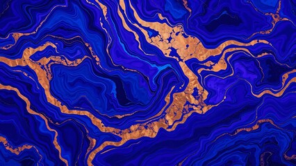 A fluid abstract background with marble swirls, rich textures, and a mix of deep blues, purples, and gold. High contrast and glossy finish for a luxurious feel