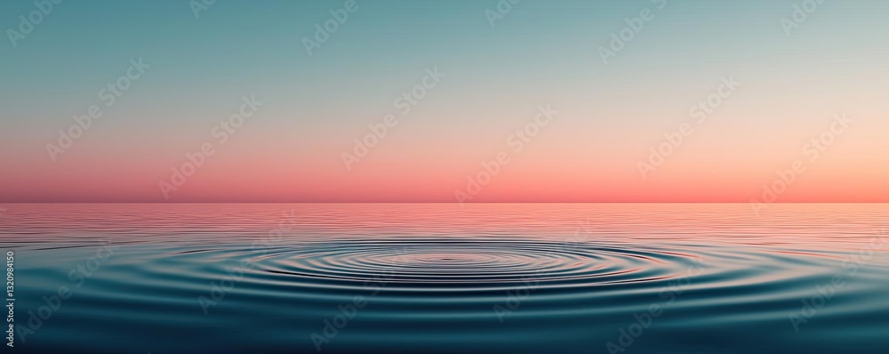 Aufkleber waterscape abstract background idea. a calm water surface reflecting a serene pastel sunset and crea