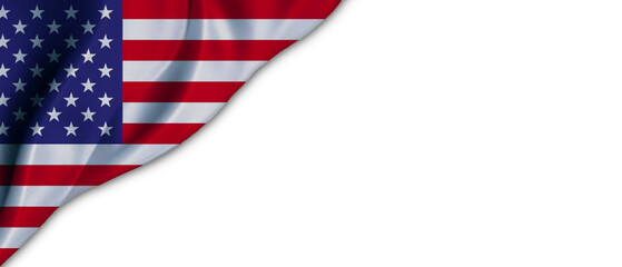 Fototapeta premium White background with the flag of the United States of America on the top left