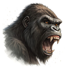 Fototapeta premium Concept illustration angry gorilla. Face of gorilla isolated on white background, vector image.