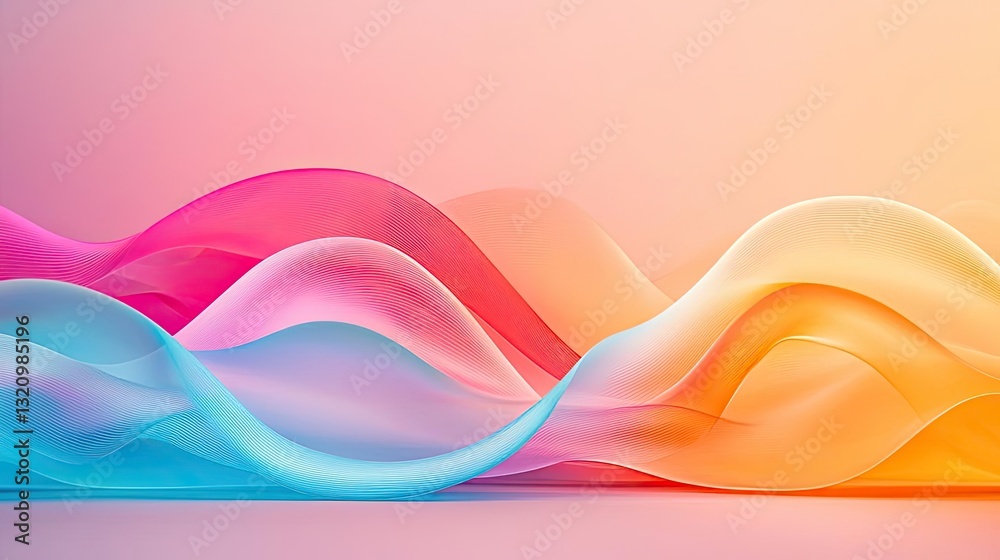 Poster Vibrant color art abstract background concept. Beautiful waves of colorful gradients create a smooth and vibrant background.