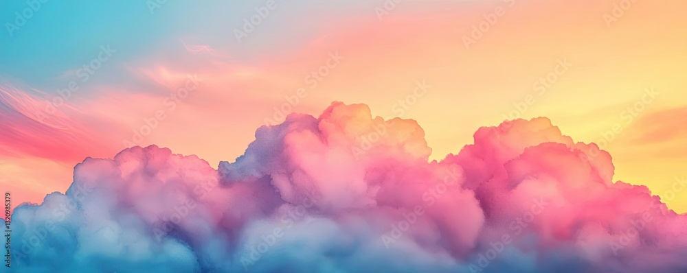 Poster pastel color illustration abstract background idea. vibrant clouds illuminated by sunset glow in a s