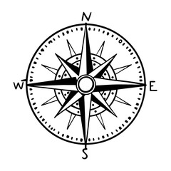 Vintage Compass Rose Design with Cardinal Directions for Navigation Illustrations