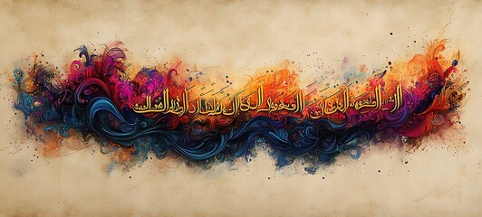 Vibrant Abstract Swirls with Arabic Calligraphy