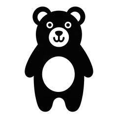 Cute Bear Icon - Minimalist Black and White Silhouette Illustration