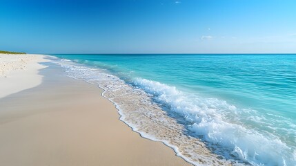 Obraz premium Serene Beach Landscape with Turquoise Ocean and Pristine White Sand