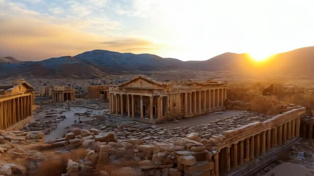 Explore the ancient ruins of Baalbek in Lebanon at sunset with stunning landscapes and historical architecture