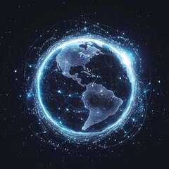 Obraz premium Global network connections, digital earth, space background, futuristic communication