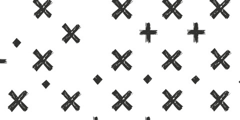 Abstract black and white cross pattern with geometric design elements.