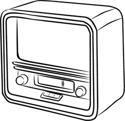 vintage, Retro radio receiver, sketch vektor