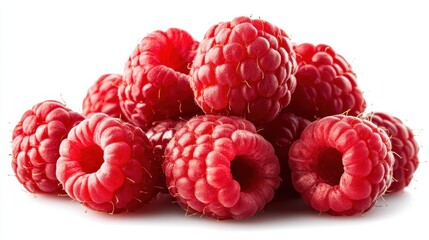This vibrant image showcases a heap of fresh raspberries, highlighting their rich red color and juicy textures, perfect for representing freshness and nature's bounty.