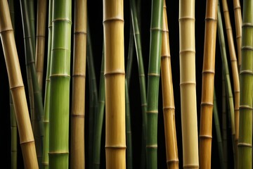 Fototapeta premium arafed bamboo stalks are lined up in a row in a dark room