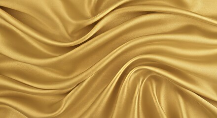 Fototapeta premium Abstract gold background. Beautiful silk satin cloth texture background. Soft wavy folds on shiny fabric