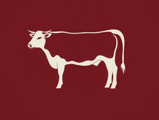 Deep red and white steakhouse brand mark with a clean modern cow silhouette