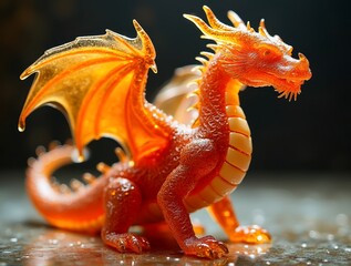 Intricate dragon sculpture crafted from caramel and candy glass