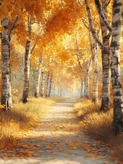 Serene Autumn Forest with Warm Glow and Dreamy Atmosphere