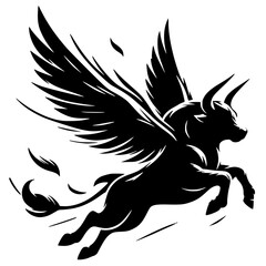 Flying bull silhouette