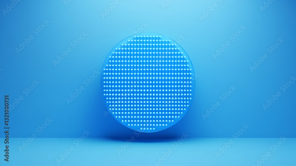 Poster blue circular light pattern with dots on blue background creating a modern abstract aesthetic for de