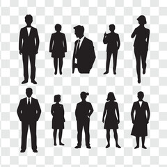 Business Team Silhouette Vector - Group of Professionals in Suit