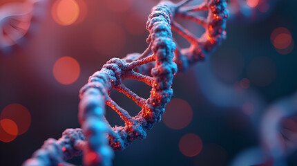 Glowing DNA Strand with Bioluminescent Effect in a Futuristic Setting