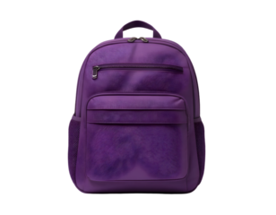 Purple School Backpack Isolated On Transparent Background With Clipping Path