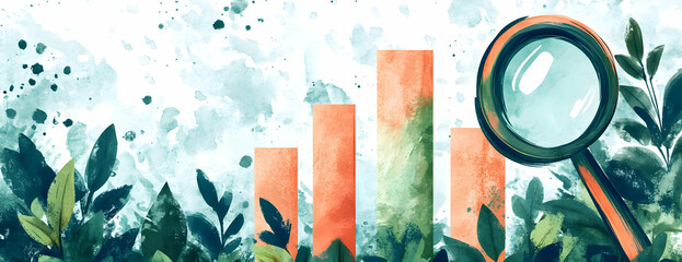 Growth chart, leaves background, analysis