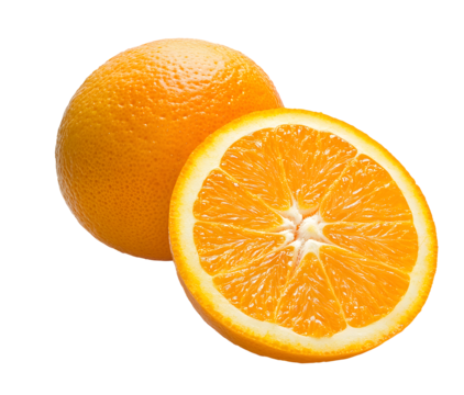 Fresh orange with juicy segments, sliced open to reveal vibrant color and texture. Perfect for healthy snacks or refreshing drinks