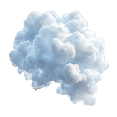 A fluffy cotton cloud with a soft, airy texture, drifting across a clear sky, isolated on white background.