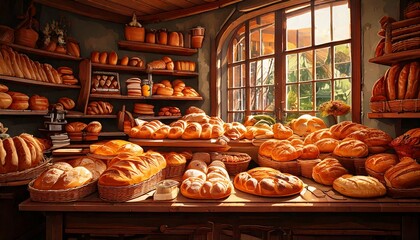 大きな窓のパン屋