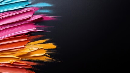 Colorful paint strokes contrasting beautifully against a dark backdrop, conveying an artistic sense of movement and emotion through its dynamic composition.