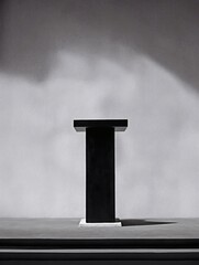 Minimalist podium,stand or pedestal, dramatic lightning black and white