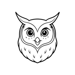 Fototapeta premium an owl illustration in a simplistic black and white design. The owl is depicted in a frontal view and is very cute