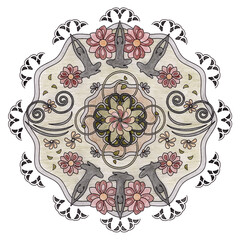 Mandala. Yoga and Serenity. Colored pencils.