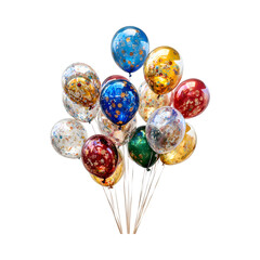 Helium Filled Balloons Isolated on Transparent Background