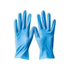 Obraz premium Blue latex gloves on white isolated white and transparent background