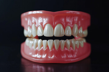 Obraz premium detailed dental model showcasing full set of teeth, highlighting structure and alignment. This realistic representation is ideal for educational purposes and dental demonstrations