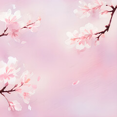 桜の花びら舞う淡いピンクの背景素材